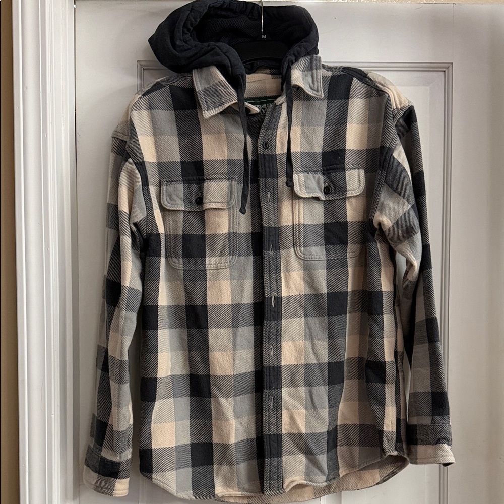 American Eagle Men’s Plaid Hooded Shacket Med